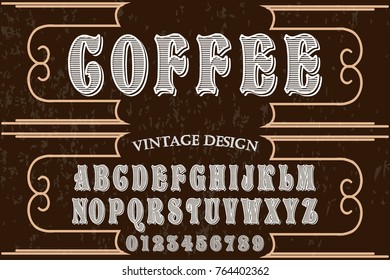 vintage font alphabet handcrafted vector named-coffee