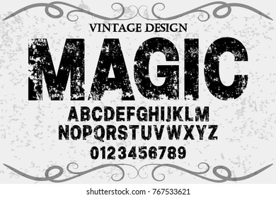vintage font alphabet handcrafted vector named magic
