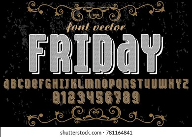 vintage font alphabet handcrafted vector named  friday