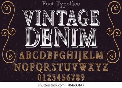 vintage font alphabet handcrafted vector named  vintage denim