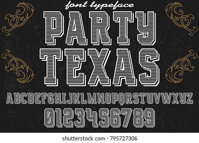 vintage font alphabet handcrafted vector named party texas