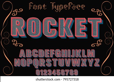 vintage font alphabet handcrafted vector named rocket