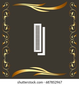 vintage font alphabet and monogram golden floral lettering label design named i