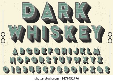 vintage Font alphabet Script Typeface handcrafted handwritten vector label design old style.Shadow Effect.vintage Hand Drawn.Retro Typography.Vector Illustration. 