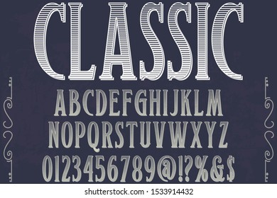 vintage Font alphabet Script Typeface handcrafted handwritten vector label design old style.Shadow Effect.vintage