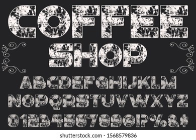 vintage Font alphabet Script Typeface handcrafted handwritten vector label design coffee shop