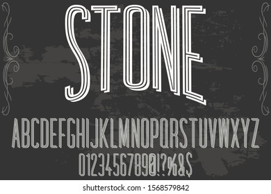 vintage Font alphabet Script Typeface handcrafted handwritten vector label design stone