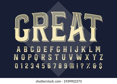 vintage font alphabet , typeface design, gray and blue vector background