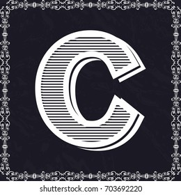 vintage font alphabet typeface and lettering floral design label named c