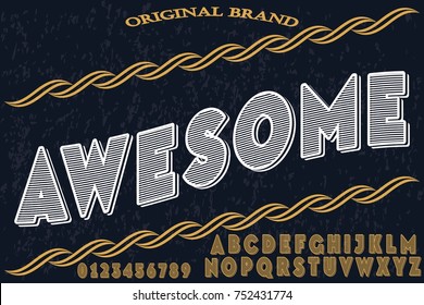 vintage font alphabet vector named awesome