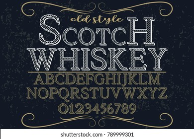 vintage font alphabet vector named Scotch Whiskey