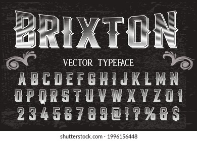 vintage  font, black and gray style vector background, typeface design