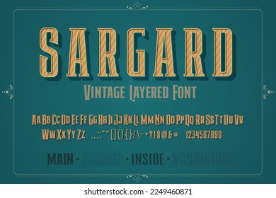 Vintage Font Bold Condensed Vector Retro style.
Good for labels, badges, lettering, logos for barbershop, alcohol, tobacco, tattoo.