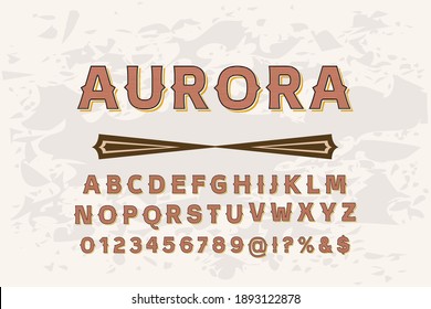 vintage font, brown background, vector alphabet, letters and numbers, typography