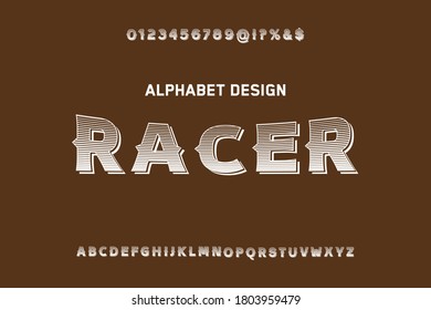 vintage font, brown and white  style background, alphabet design, typeface vector