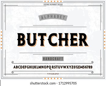 vintage font, classic alphabet, label design vector style