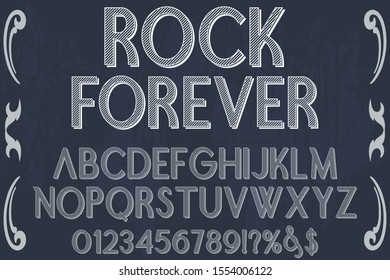 vintage font classic topography font alphabet typeface vector old style handcrafted named rock forever