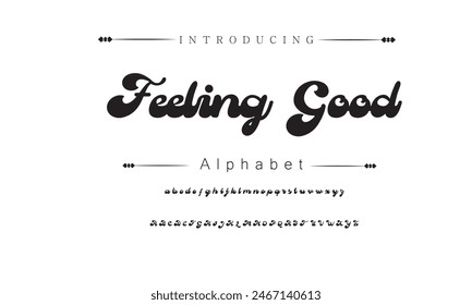 Vintage Font Design capital letter and number text alphabet set