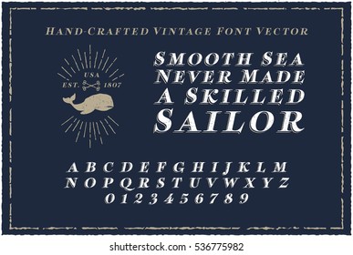 Vintage Font Handcrafted With Nautical Style Vector Eps