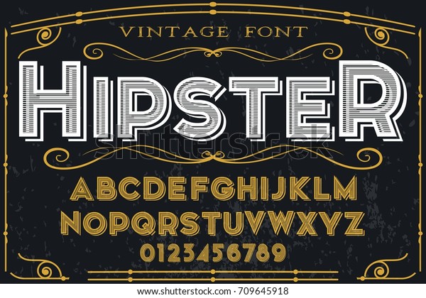 Vintage Font Handcrafted Vector Fontalphabetscripttypefacelabelvector ...