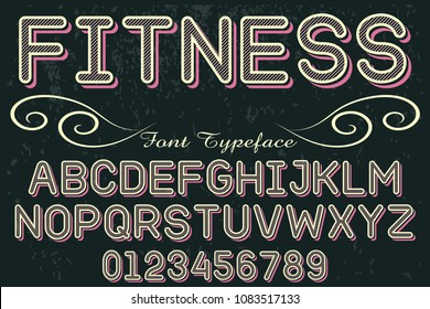 Vintage Font handcrafted vector named fitness