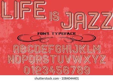 Vintage Font handcrafted vector named life is jazz