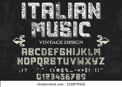 Vintage Font handcrafted vector named vintage italian music
