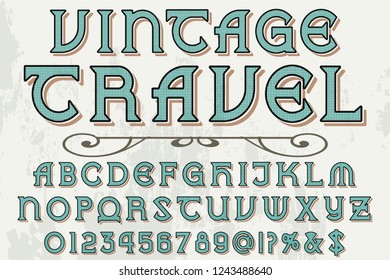 Vintage Font handcrafted vector named vintage travel