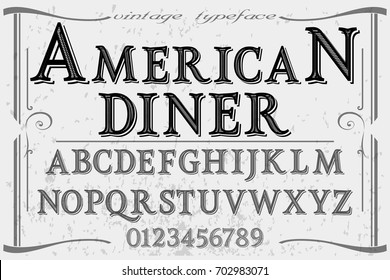 Vintage Font  Handcrafted Vector Named American Diner