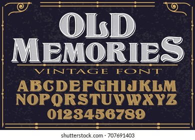 Vintage Font handcrafted vector named old memories