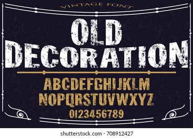 Vintage Font handcrafted vector named old decoration