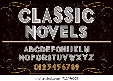 vintage font handcrafted vector named Classic novels