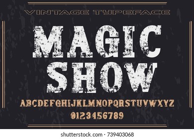 Vintage Font handcrafted vector named magic show