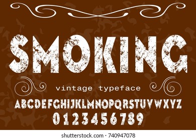 Vintage Font handcrafted vector named smoking