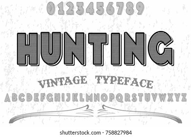 vintage font handcrafted vector named hunting