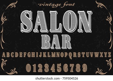 Vintage Font handcrafted vector named salon bar