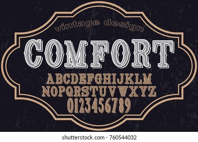 Vintage Font handcrafted vector named comfort