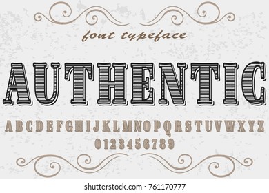 Vintage Font handcrafted vector named authentic