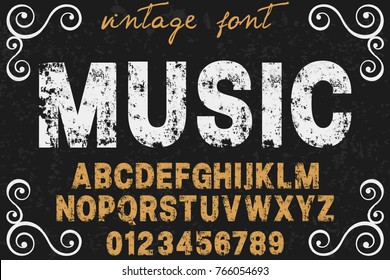 vintage font handcrafted vector named music