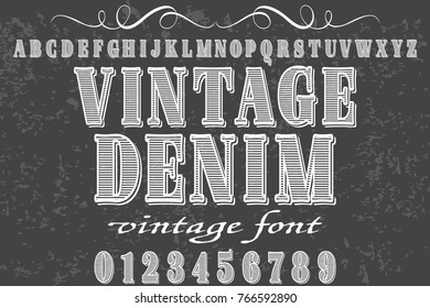 vintage font handcrafted vector named vintage denim
