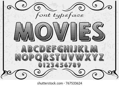 vintage font handcrafted vector named movies