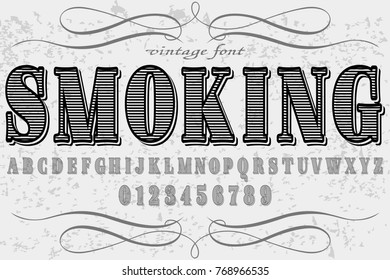 vintage font  handcrafted vector named smoking and label  design
