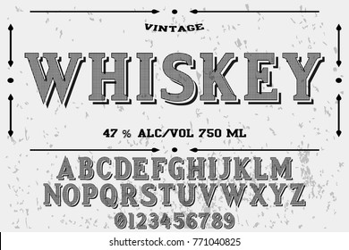 vintage font  handcrafted vector named whiskey bar and label  design