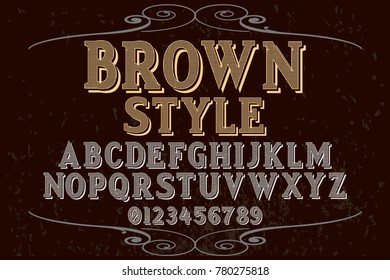 vintage font handcrafted vector named brown style