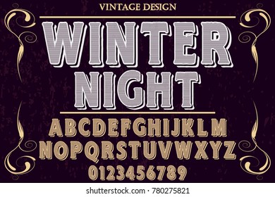 vintage font handcrafted vector named winter night