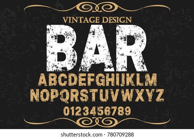 vintage font handcrafted vector named bar