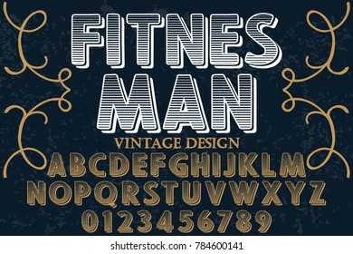 vintage font handcrafted vector named fitnes man
