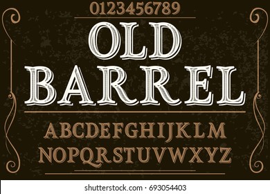 Vintage Font handcrafted vector old barrel