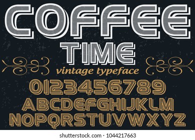 Vintage Font handcrafted vector script alphabet,design handwritten named coffee time