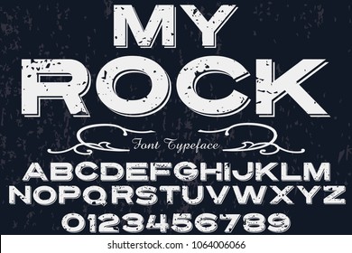 Vintage Font handcrafted vector script alphabet,design handwritten named my rock and label design